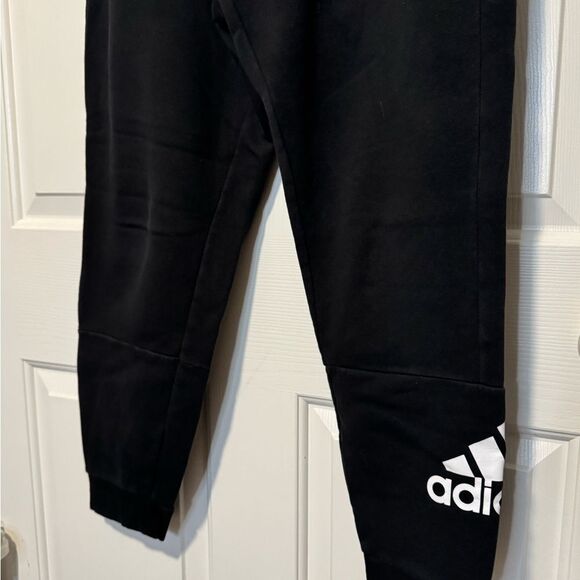Adidas Black Track Pants with Tapered Fit and Logo - Picture 1 of 8